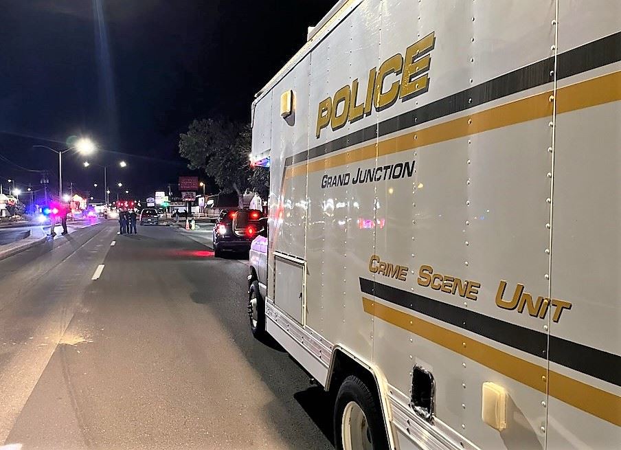 crime scene truck in the roadway