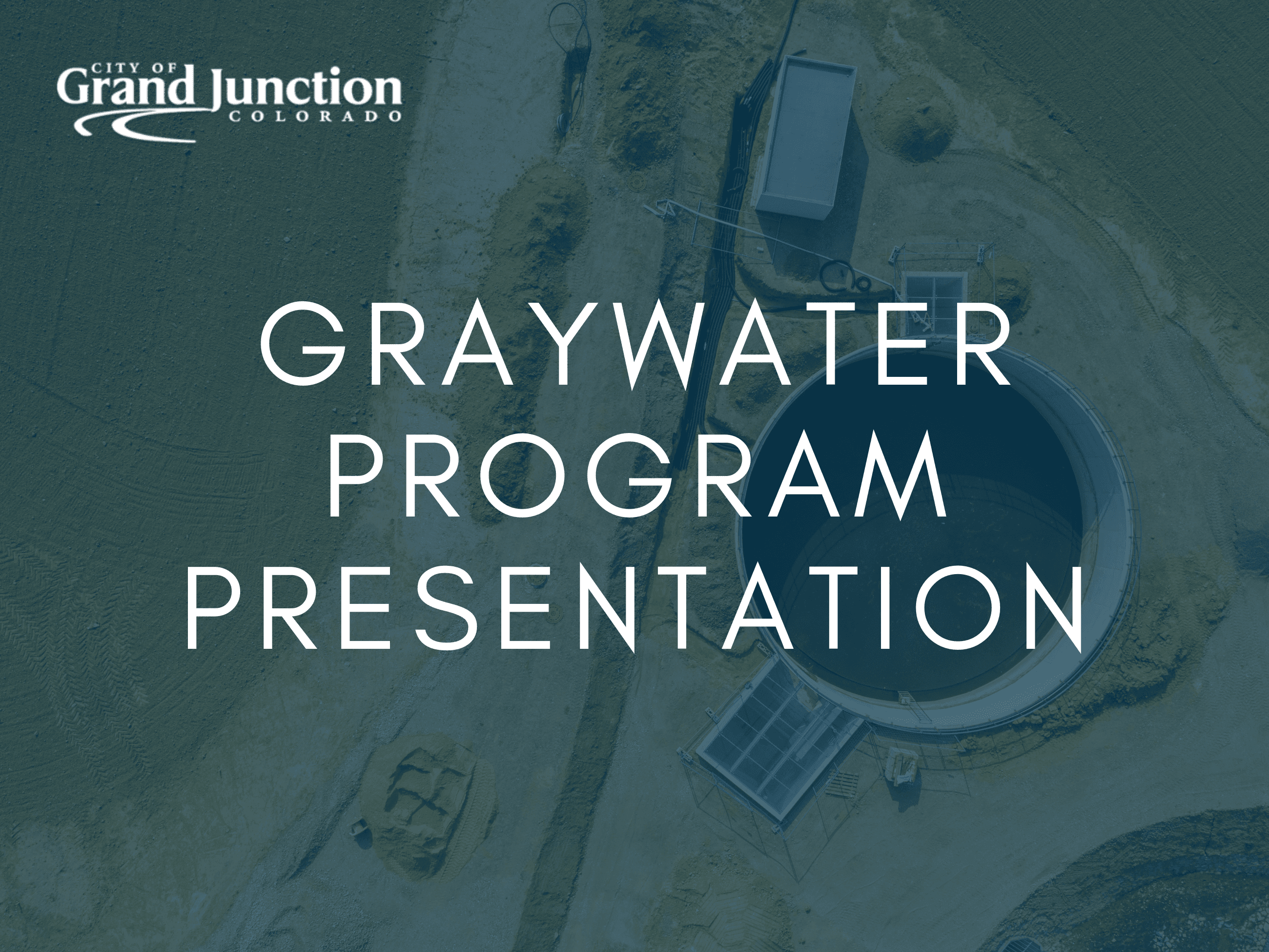 An ariel view of a section of the Wastewater Treatment Plant. Text on graphic 