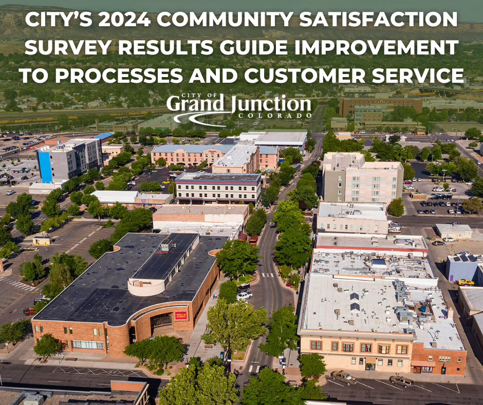 An aerial view of Grand Junction. Text on graphic. 