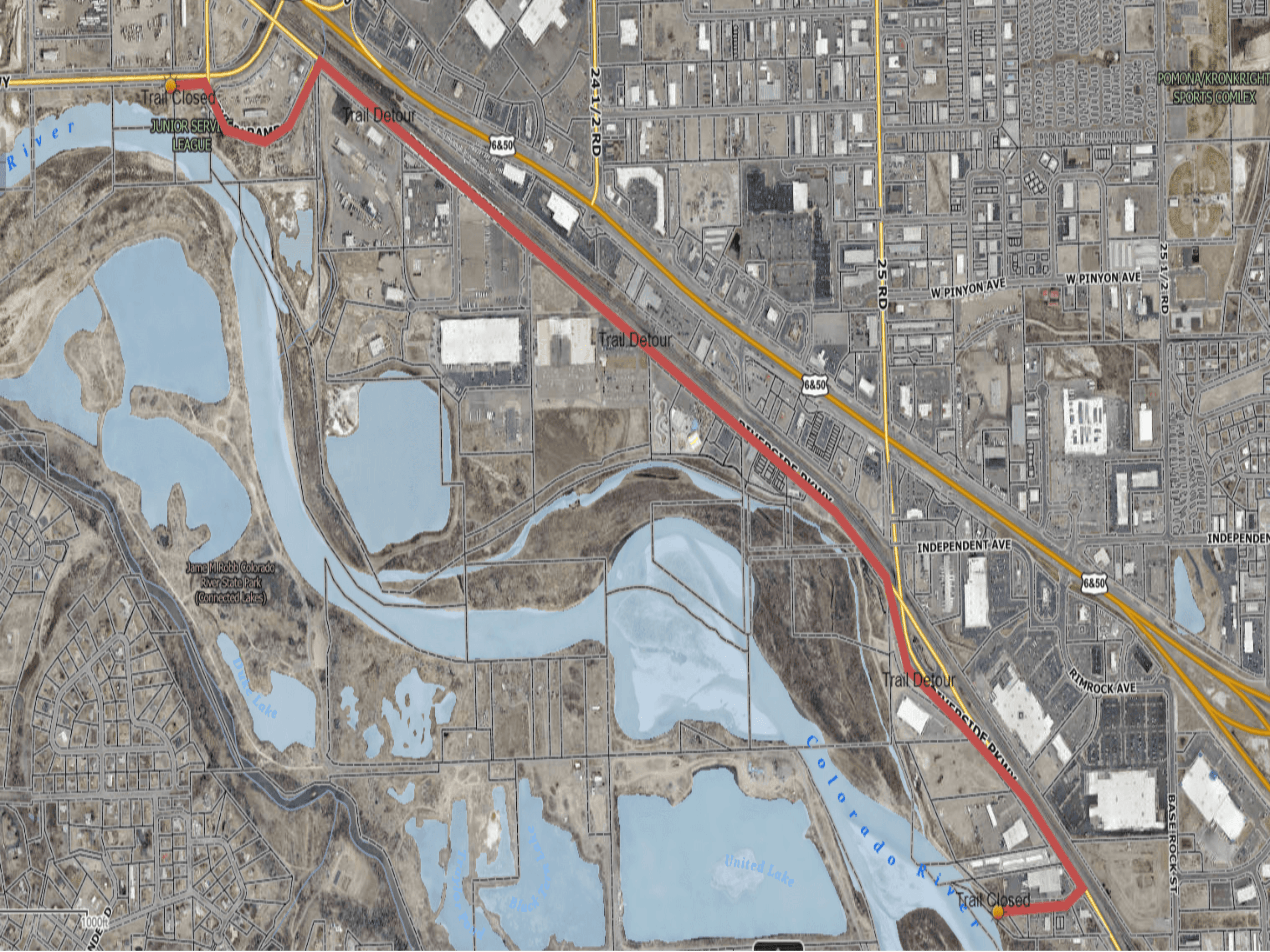 River Front Trail Closure Map