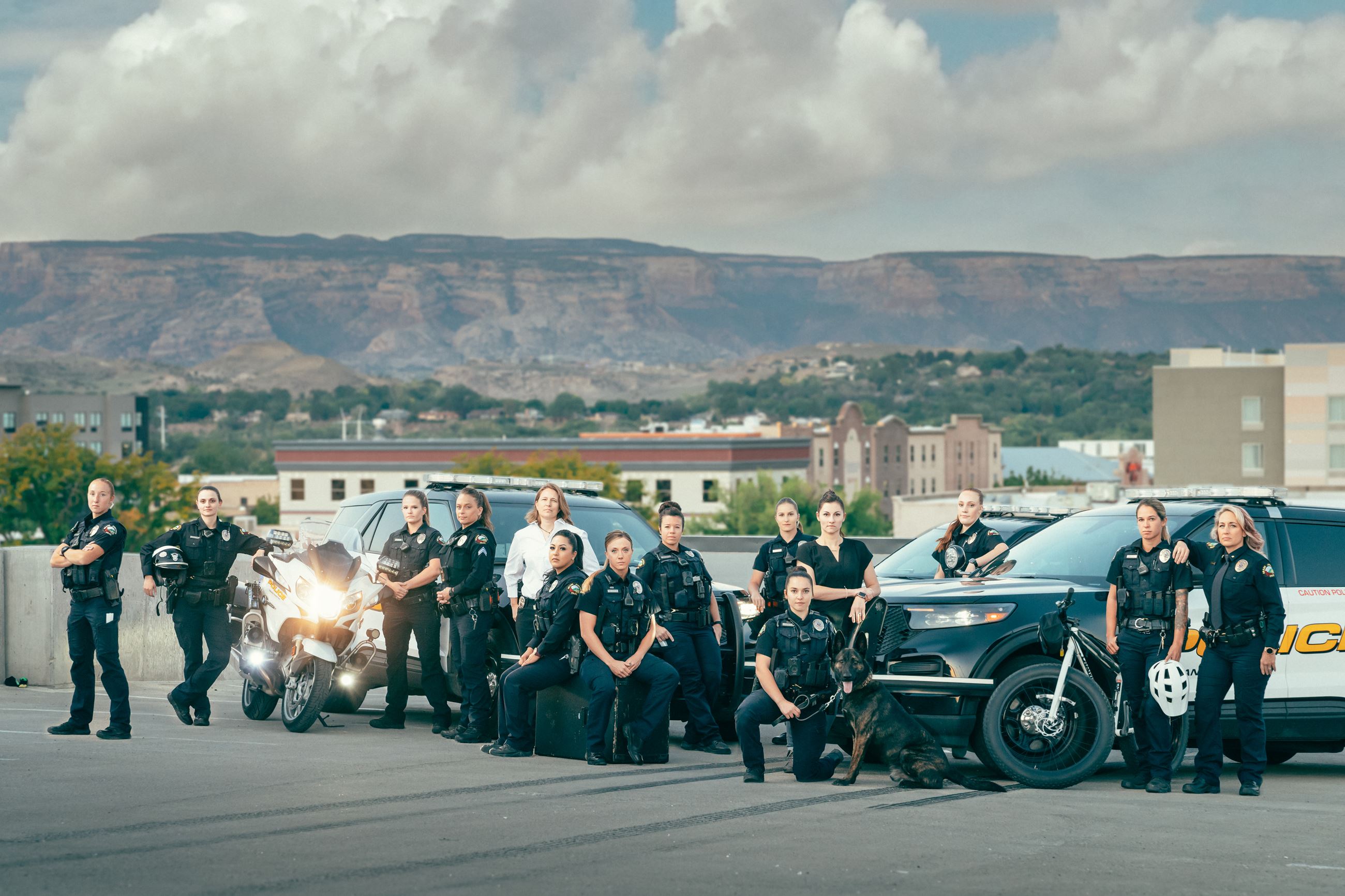 Outdoor shot of female GJPD police officers