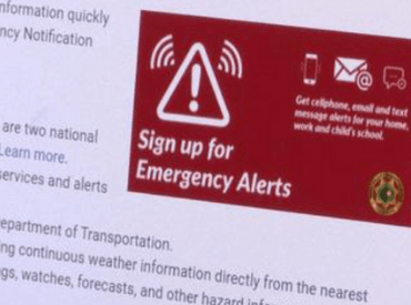 notification on computer to sign up for emergency alerts