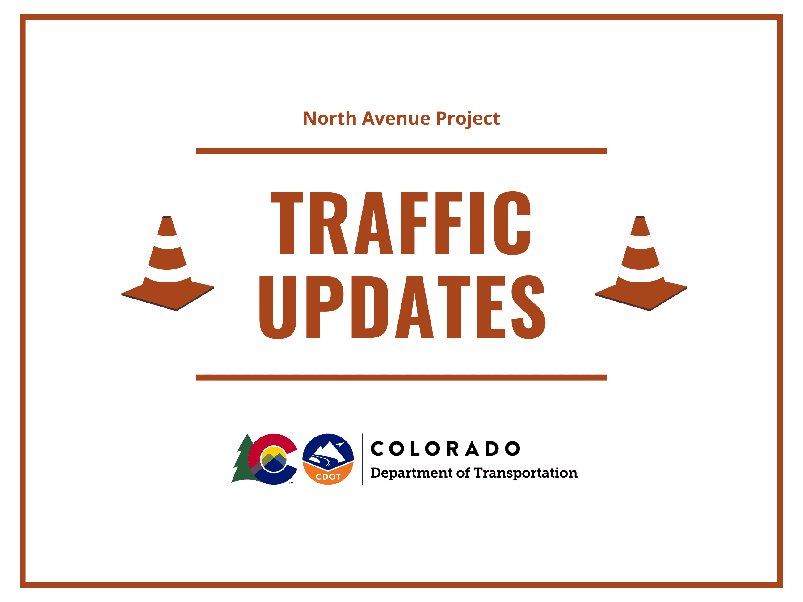 white background with orange lettering and orange cones