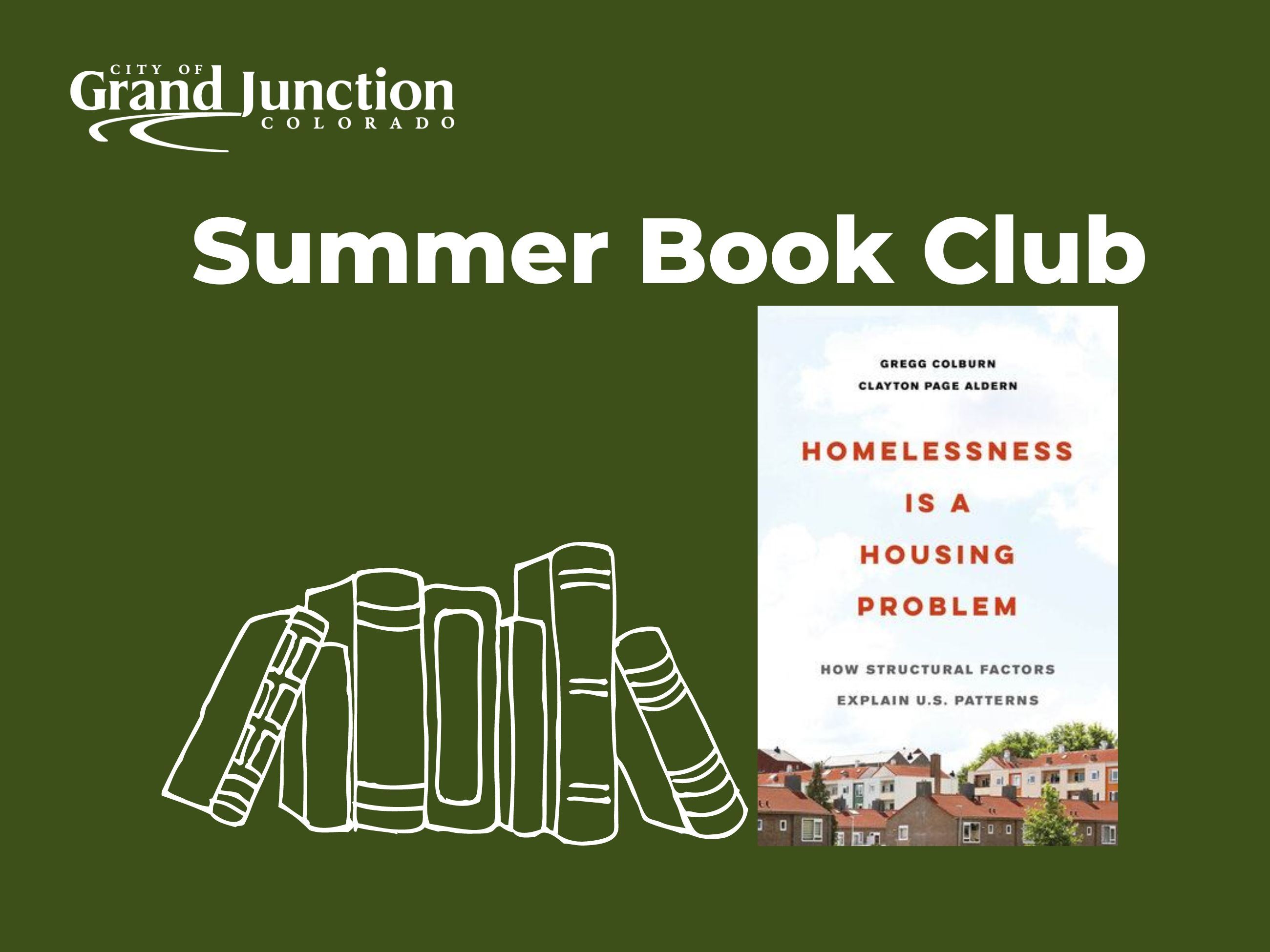 Green background with white book outline. Image of front of summer book included. 