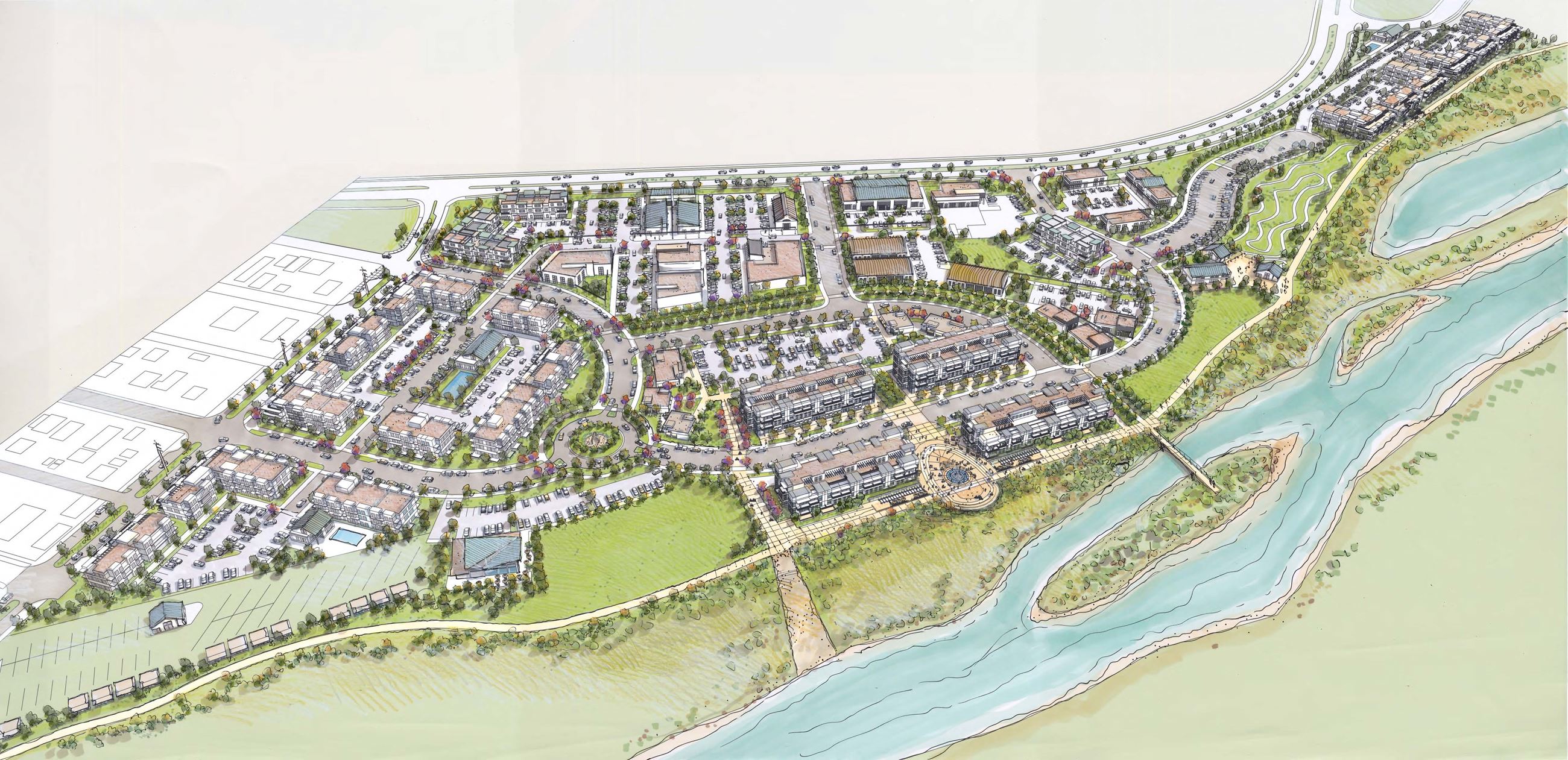 Aerial View of Riverfront at Dos Rios