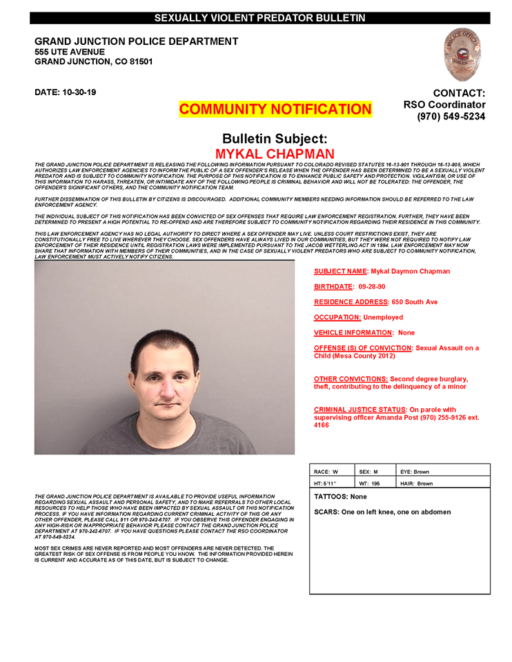 Mykal Chapman SVP bulletin