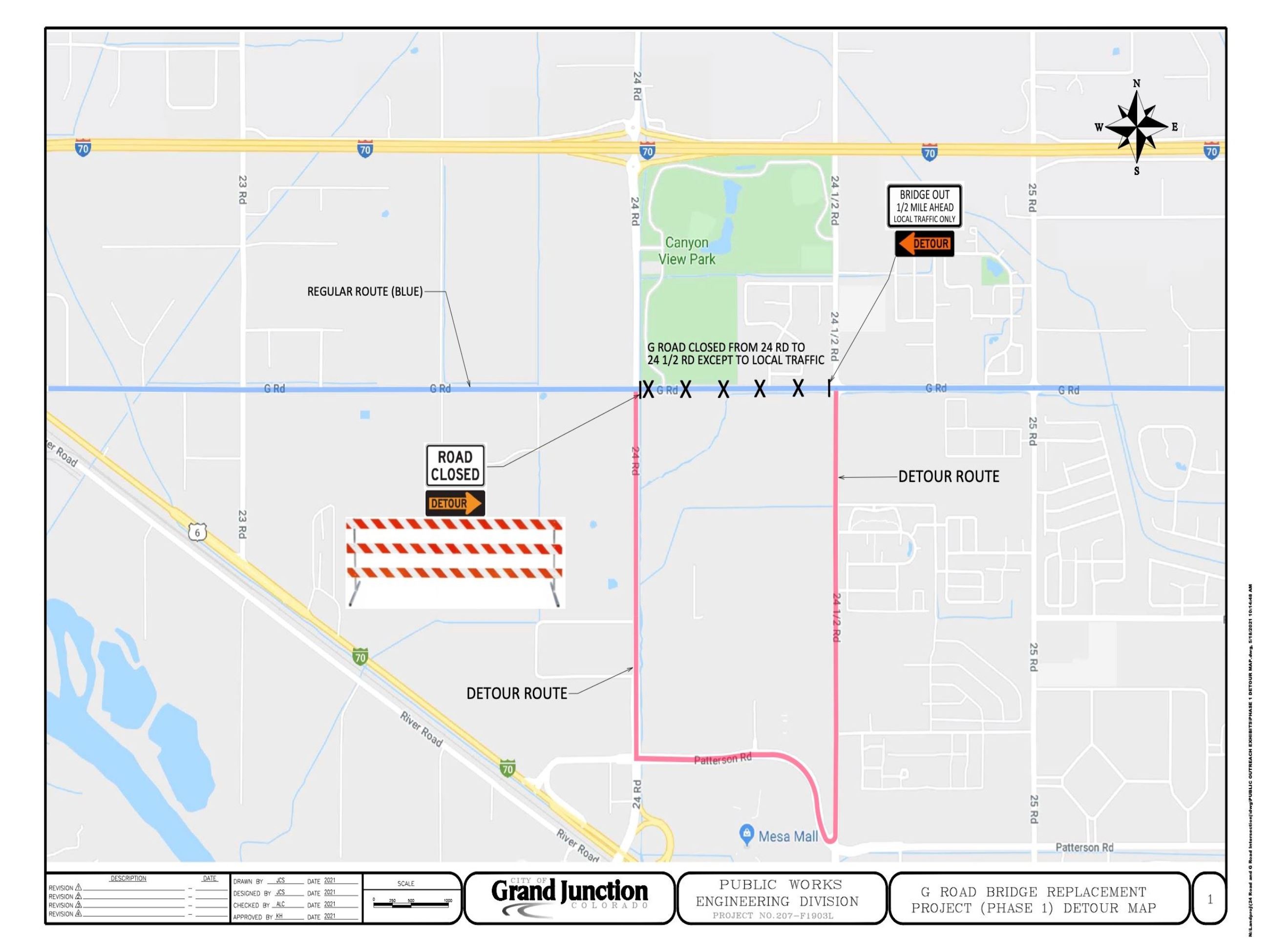 G Road Bridge Project Detour Map
